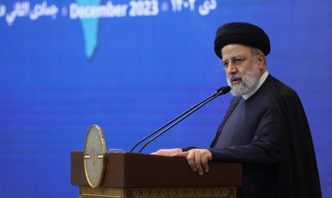 Iranian President Ebrahim Raisi attends the Tehran International Conference on Palestine, amid the ongoing conflict between Israel and the Palestinian Islamist group Hamas, in Tehran, Iran December 23, 2023. (Reuters)