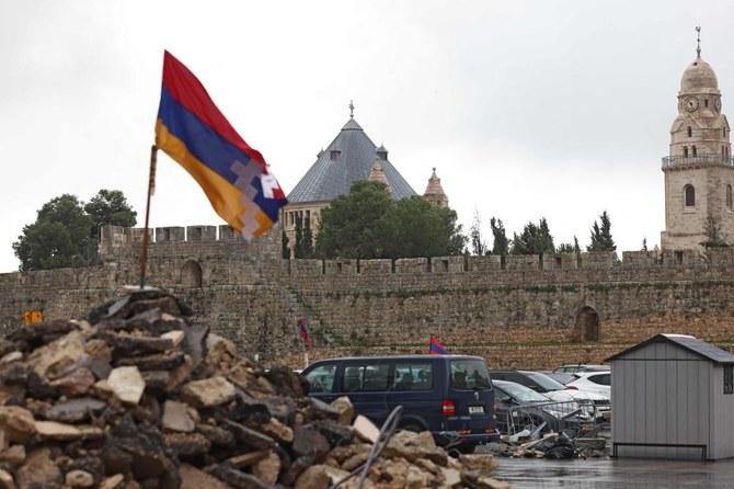 A picture shows the Armenian car park in the Old City of Jerusalem, bulldozers rolled into Jerusalem's Old City to start work on an Israeli settlement that would build a luxury hotel atop a fourth of the historic Armenian quarter, residents rapidly mobilised. (AFP)