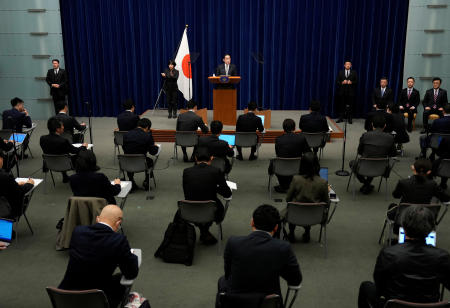 Japanese Prime Minister Fumio Kishida delivers a news conference at the prime minister's office in Tokyo, Japan, 13 December 2023. (Reuters)