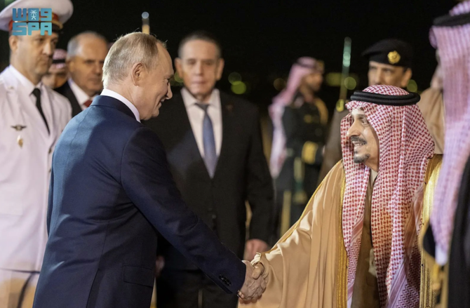 Russian president Vladimir Putin arrived in Riyadh on Wednesday. (SPA)