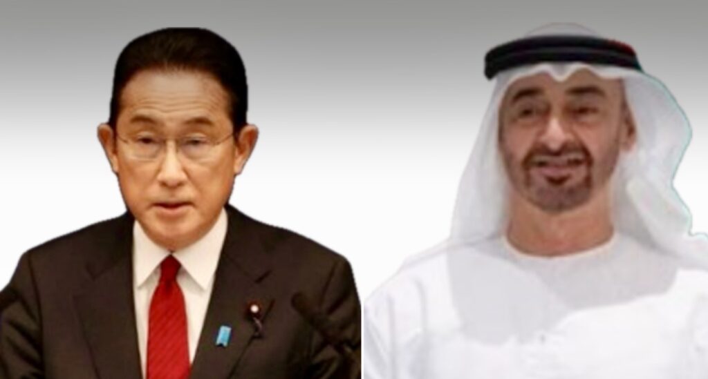 Japanese Prime Minister KISHIDA Fumio held a telephone talk with United Arab Emirates President Sheikh Mohamed bin Zayed Al Nahyan on Monday and expressed his concerns over the expansion of fighting in the Gaza Strip.
