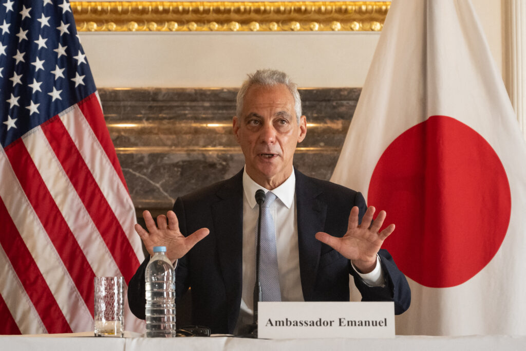 During a Chicago TV interview on Jan. 10, 2024, Emanuel said he would continue to serve as ambassador until his term ends before considering any political office. (AFP)