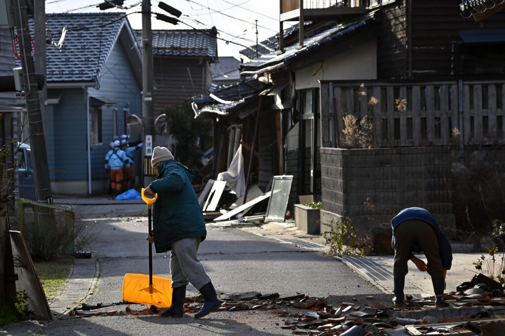 The city of Wajima is one of the areas heavily damaged by the quake, which registered up to 7, the highest level on Japan's seismic intensity scale. (AFP)