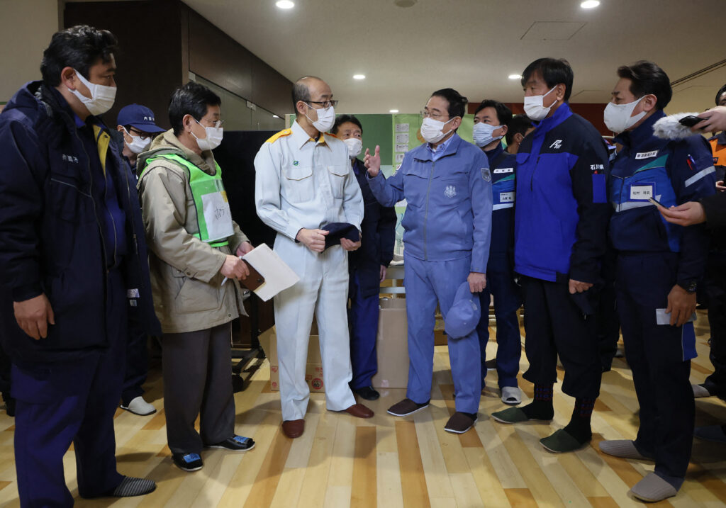 On his Ishikawa visit, Kishida was accompanied by disaster management minister Yoshifumi Matsumura and Ishikawa Governor Hiroshi Hase. (AFP)