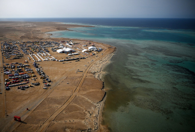 An aerial picture shows a view of the Red Sea coast near Saudi Arabia’s Yanbu. (File/AFP)