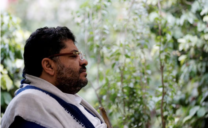 Mohammed Ali Al-Houthi, head of the Houthi supreme revolutionary committee, pauses during an interview with Reuters in Sanaa. (Reuters/File Photo)