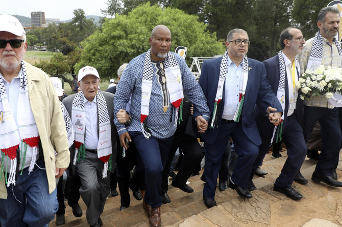 “We have stood with the Palestinians and we will continue to stand with our Palestinian brothers and sisters,” Mandela’s grandson, Mandla Mandela, said at a pro-Palestinian rally in Cape Town in October. (AP filephoto)