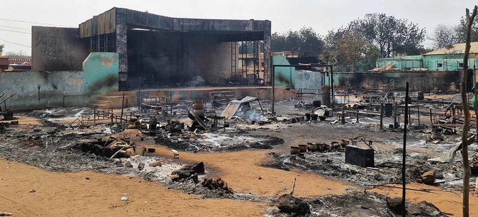 A view of the Al-Imam Al-Kadhim School in Al-Geneina city, West Darfur State, after it was burned on April 27, 2023, amid fighting between two rival military factions in Sudan. The school had been serving as a shelter for people fleeing their homes amid the war. (UN photo)