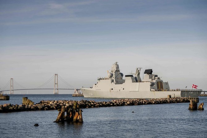 The Danish frigate Iver Huitfeldt, above, takes off for the Gulf of Aden from the Naval Station in Korsor, Denmark to contribute to strengthening maritime security in and around the Red Sea. (Ritzau Scanpix/AFP)