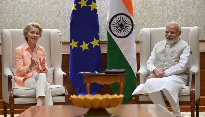 Ursula von der Leyen and Narendra Modi announce the EU-India Trade and Technology Council, New Delhi, Apr. 2022. (EC)