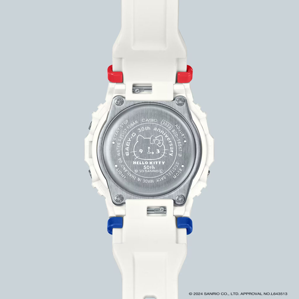 The Hello Kitty themed timepiece also celebrates Baby-G's 30th anniversary. (Casio) 