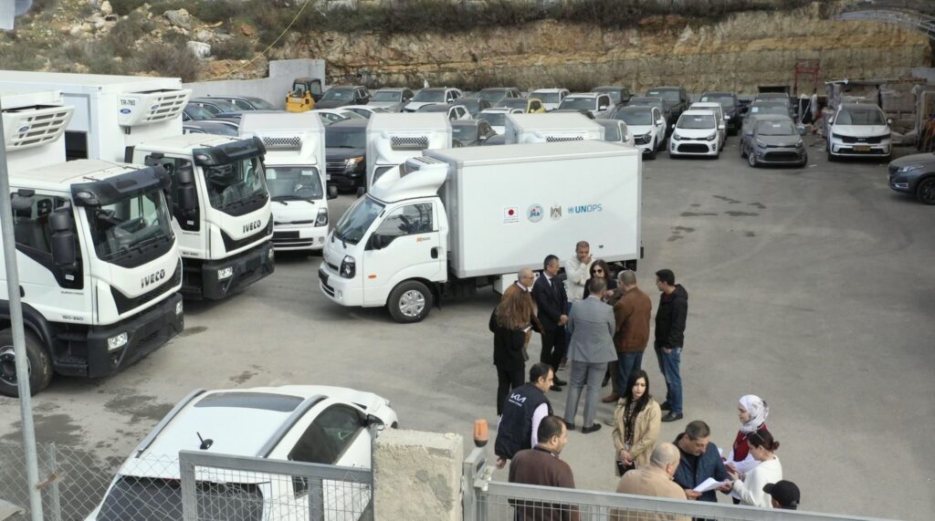 The second batch of 20 tons of Japan's emergency assistance to the Palestinian people in Gaza that included medical consumables. (JICA)