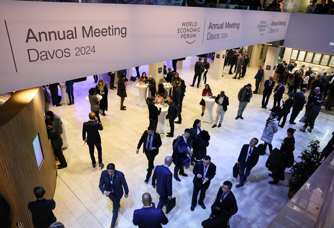People attend the 54th annual meeting of the World Economic Forum in Davos, on Jan. 16, 2024. (Reuters)