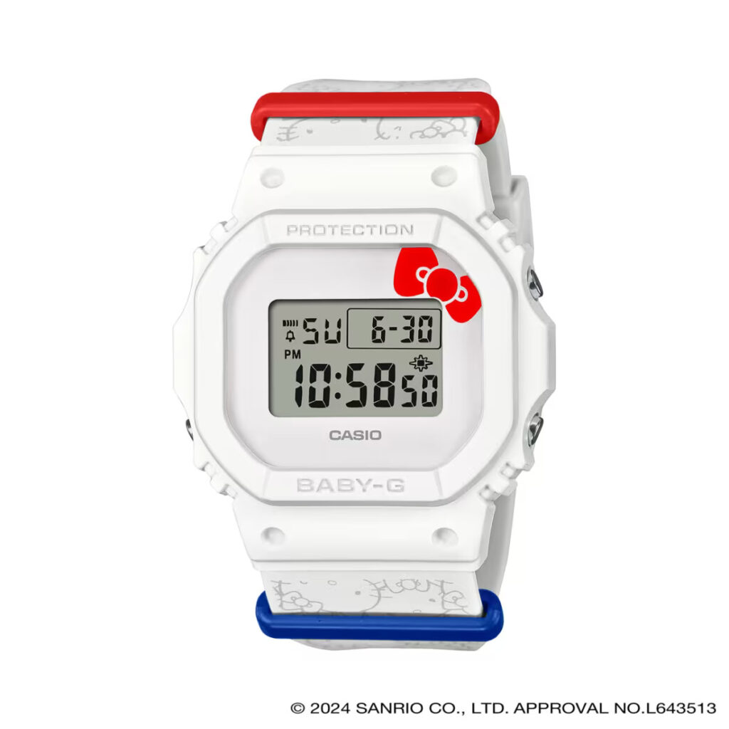 The Hello Kitty themed timepiece also celebrates Baby-G's 30th anniversary. (Casio) 