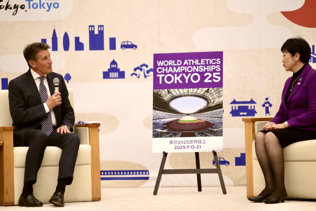 Coe said he hoped that the athletes at the World Championships would receive enthusiastic support in Tokyo, with the championships coinciding with the 100th anniversary of the JAAF. (ANJ / Pierre Boutier)