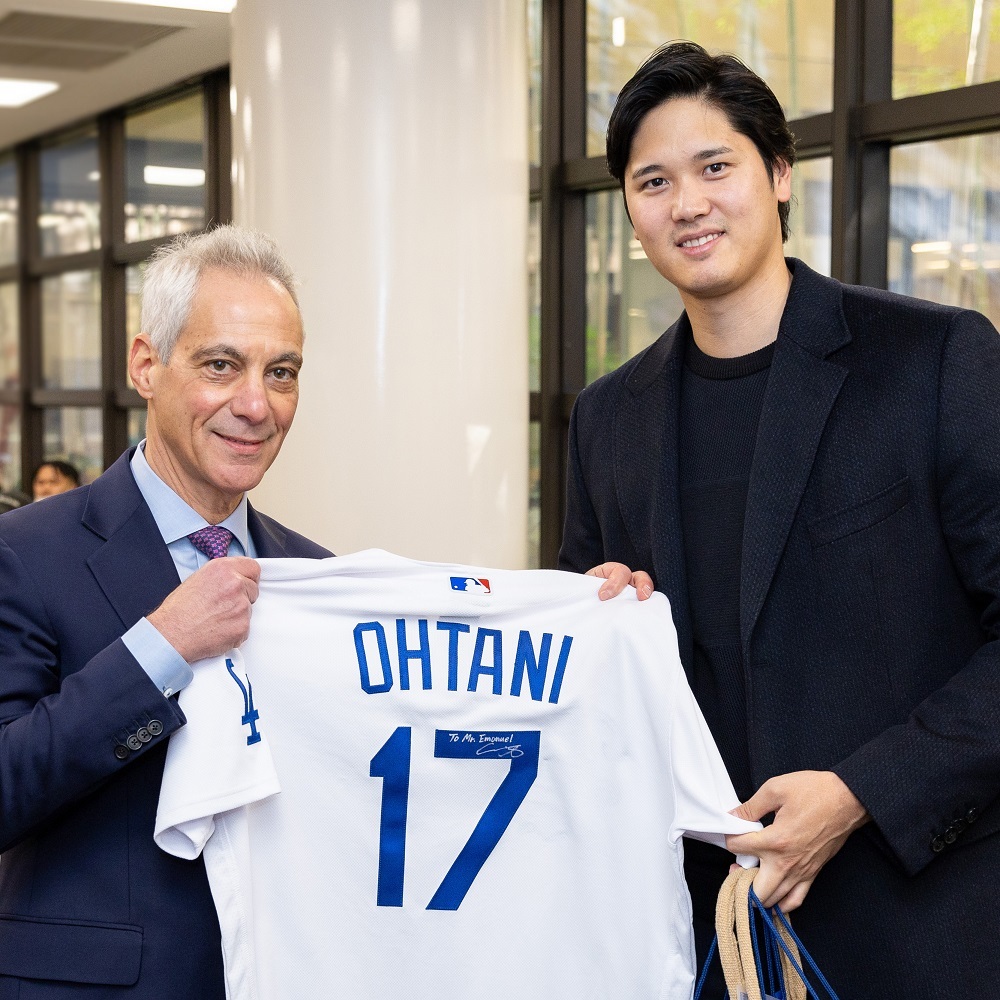 In return, Ohtani presented the ambassador with an autographed Los Angeles Dodgers jersey. He recently moved to the Dodgers from the Los Angeles Angels. (X, formerly Twitter)