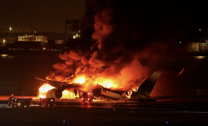 A Japan Airlines Airbus A350 collided with a smaller Japanese Bombardier Dash-8 coast guard plane. (Reuters)