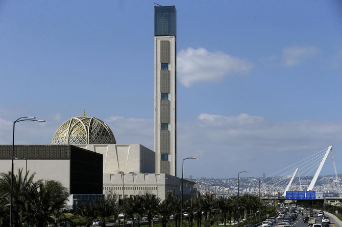 Cars drive past the The Djamaa El-Djazair, or Algiers Great Mosque, Wednesday, Feb.21, 2024 in Algiers. (AP)