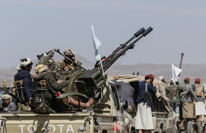 Houthi tribesmen gather to show defiance after U.S. and UK air strikes on Houthi positions near Sanaa (REUTERS)