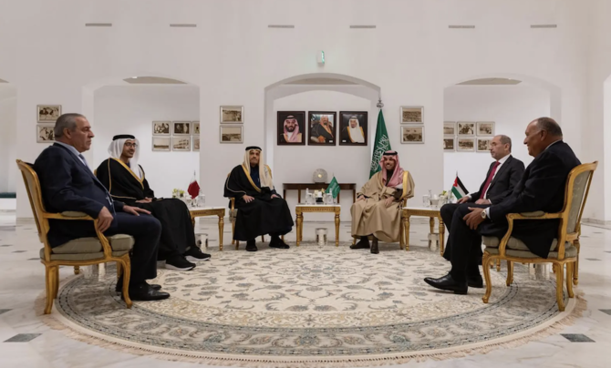 The foreign ministers of the UAE, Qatar, Egypt, and Jordan arrived in Riyadh on Thursday for a consultative meeting on the ongoing situation in the Gaza Strip. (SPA)