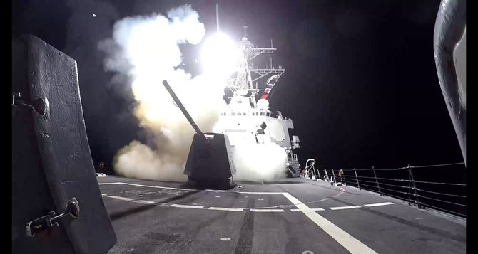 The US Central Command said on Sunday that its forces had destroyed two explosive-laden Houthi boats and three anti-ship cruise missiles in Hodeidah. (File/@CENTCOM)