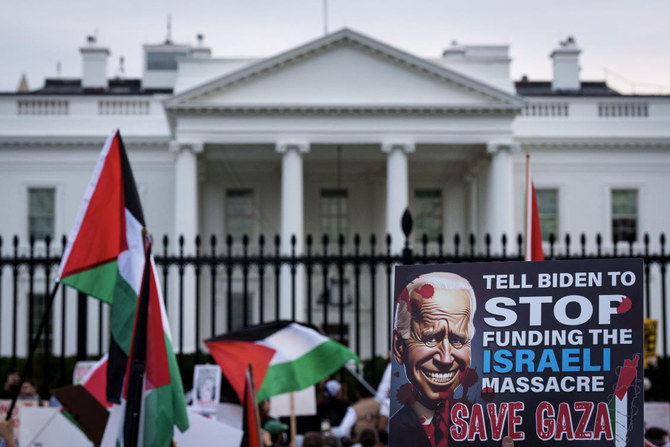 Thousands of people gather outside the White House during the National March on Washington for Palestine while calling for a ceasefire between Israel and Hamas on November 4, 2023 in Washington, DC. (File/AFP)