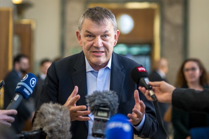 UNRWA Commissioner General Philippe Lazzarini speaks to the press after a briefing to diplomats on the situation in Gaza, at the United Nations Offices in Geneva (AFP)