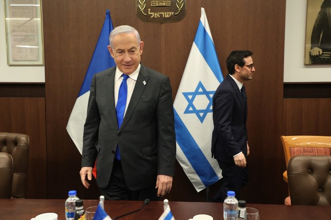 Netanyahu said statehood would be a “huge reward” in the wake of the Oct. 7 Hamas-led attack on Israel (AFP)