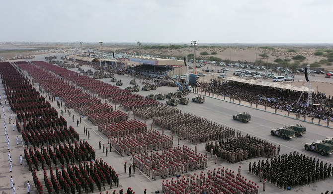 Members of Houthi military forces parade in the Red Sea port city of Hodeida, Yemen September 1, 2022. (REUTERS)