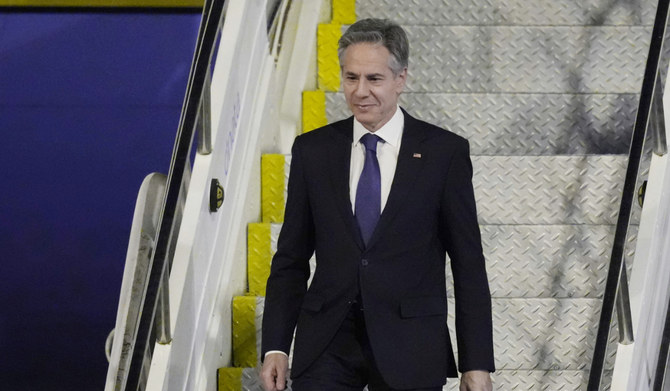 US Secretary of State Antony Blinken arrives in Brasilia, Brazil, Tuesday, Feb. 20, 2024. (AP)