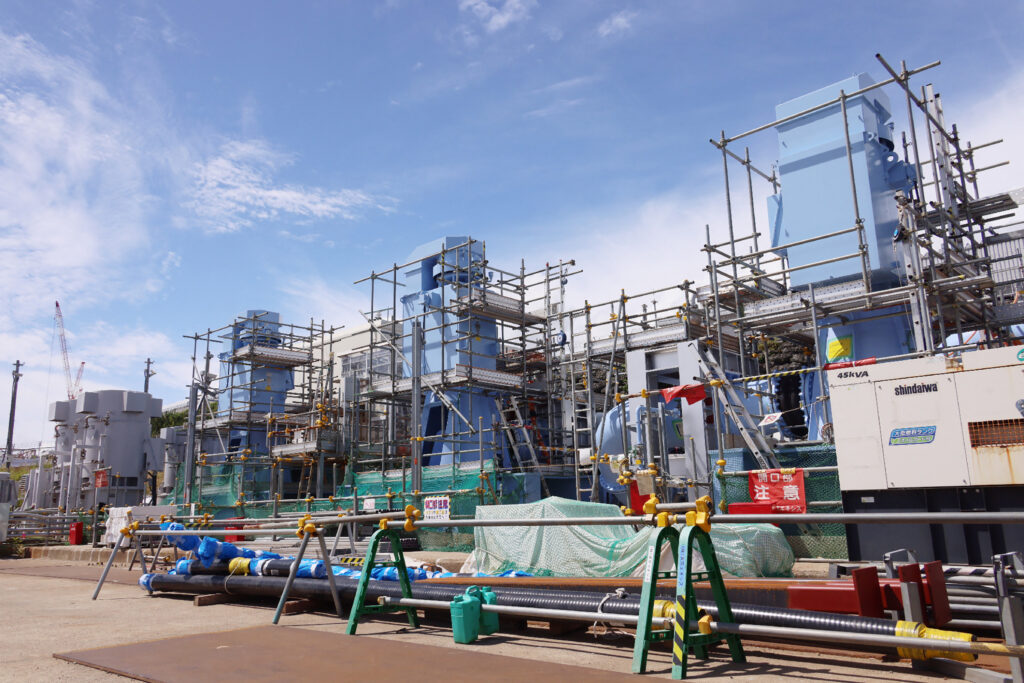 A facility that pumps up seawater to dilute the treated water is pictured at Tokyo Electric Power Company Holdings Inc. (TEPCO) Fukushima Daiichi Nuclear Power Plant in Okuma, Fukushima prefecture on August 27, 2023. (AFP)