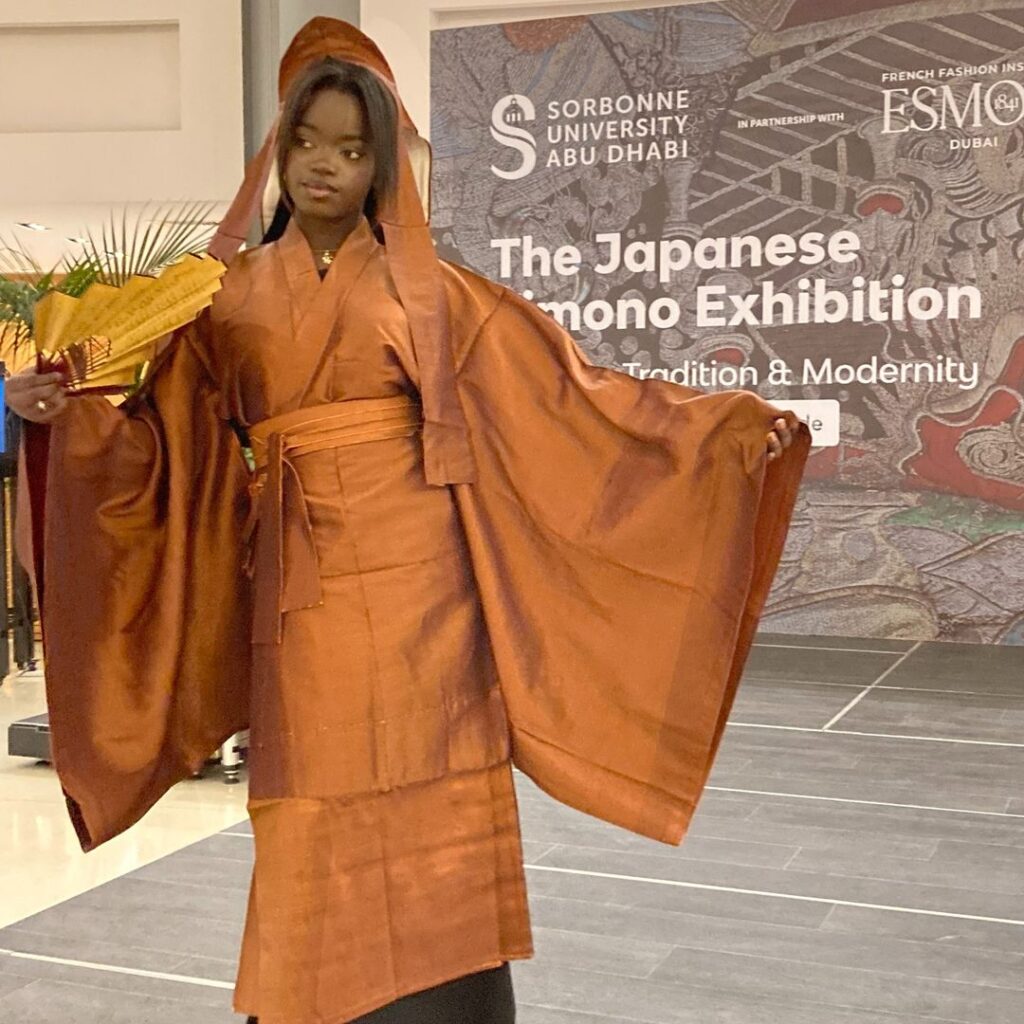 The exhibition is demonstrating 41 unique and colorful kimonos at the university's atrium. (Embassy of Japan in the UAE)