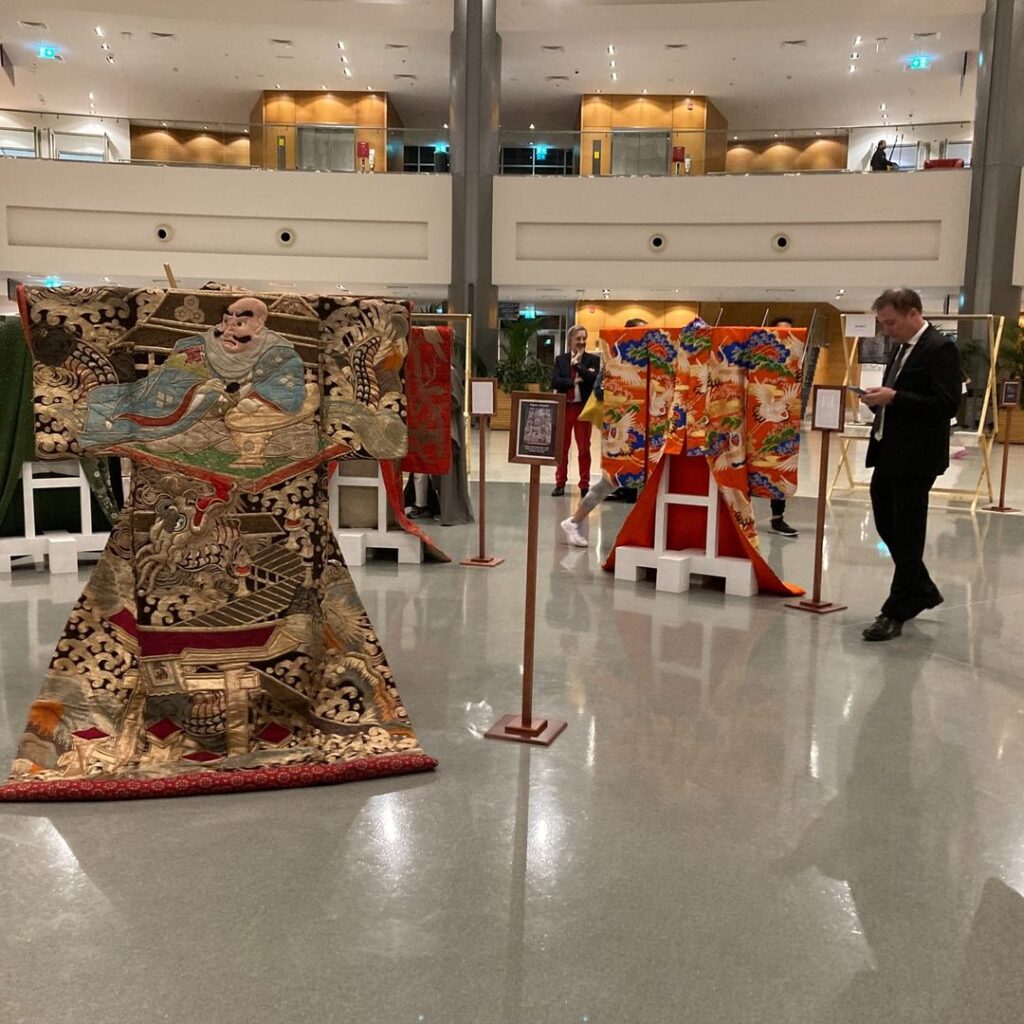 The exhibition is demonstrating 41 unique and colorful kimonos at the university's atrium. (Embassy of Japan in the UAE)