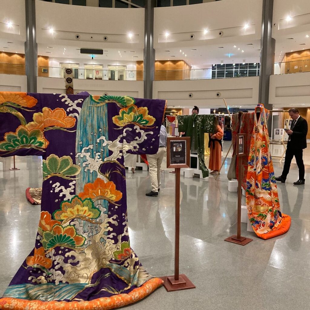 The exhibition is demonstrating 41 unique and colorful kimonos at the university's atrium. (Embassy of Japan in the UAE)