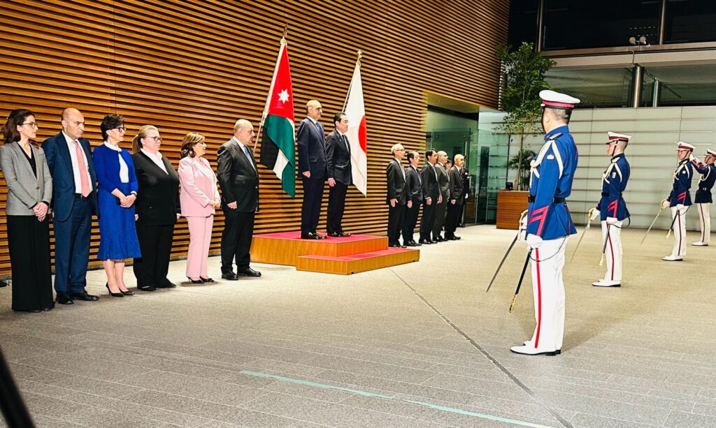 Jordan's Prime Minister Bisher Hani Al-Khasawneh and Japan's Prime Minister KISHIDA Fumio on Friday, Feb. 16, 2024. (ANJ)