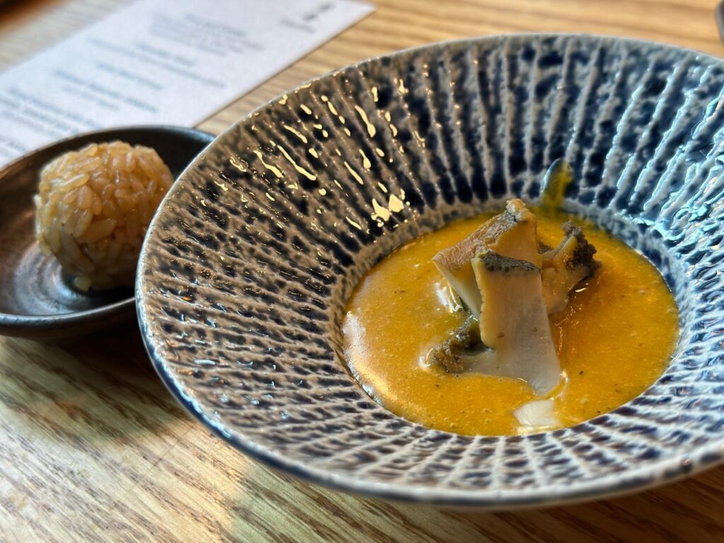 TakaHisa's specialty dish, the steamed Abalone with liver sauce. (ANJ)