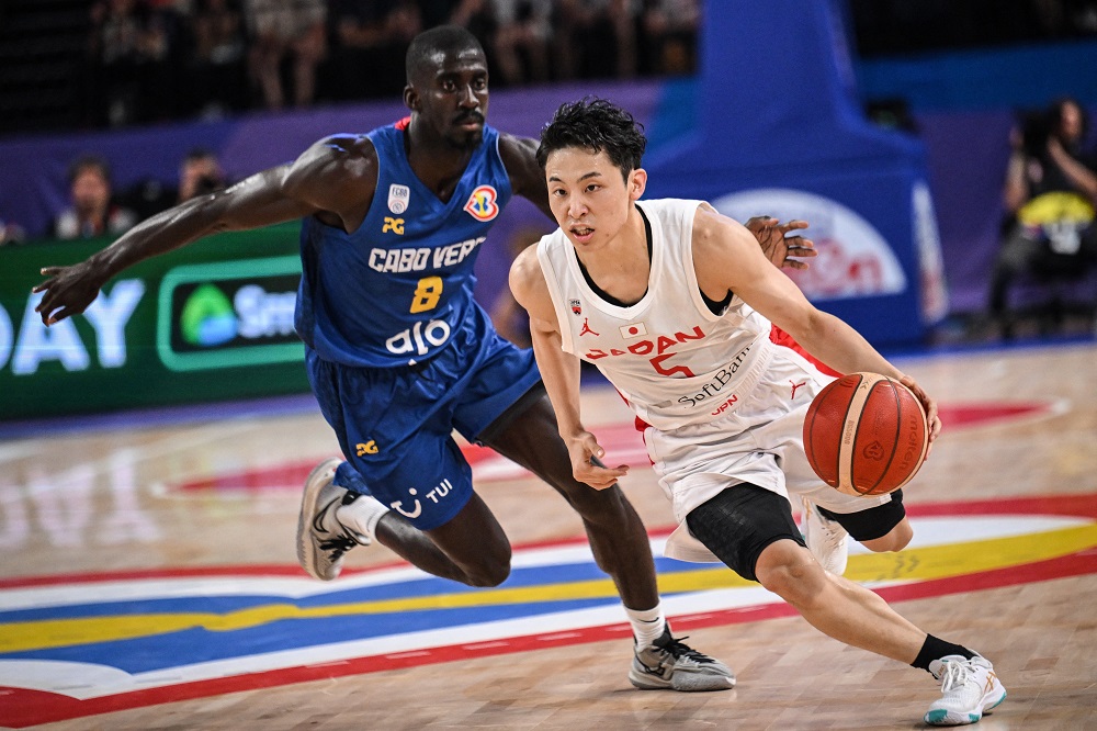 Japan's Yuki Kawamura dribbles the ball during the FIBA Basketball World Cup match against Cape Verde at Okinawa Arena in Okinawa on September 2, 2023. (AFP/file)