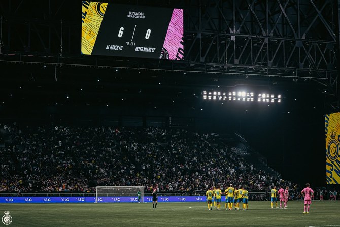 Despite a 6-0 win by Al-Nassr over Inter Miami, many Saudi fans were left disappointed by the absence of Cristiano Ronaldo and Lionel Messi's brief time on the pitch. (X/@AlNassrFC)