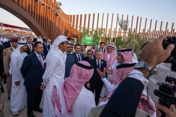 The pavilion’s lush green design drew inspiration from Mount Tuwaiq, the Saudi Press Agency reported on Saturday. (SPA)