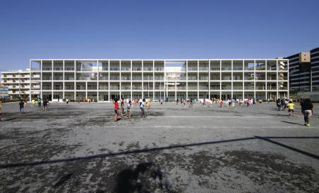 This image released by the Pritzker Prize shows the Koyasu Elementary School, designed by Riken Yamamoto, in Yokohama, Japan. (AP)