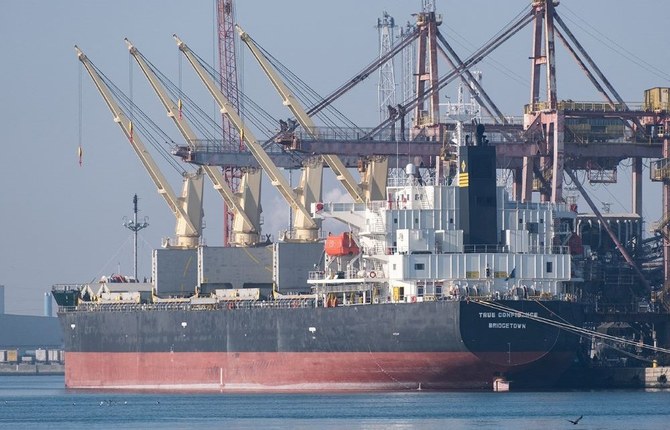 The Barbados-flagged bulk carrier True Confidence, in Ravenna, Italy, Mar. 10, 2022. (Reuters)