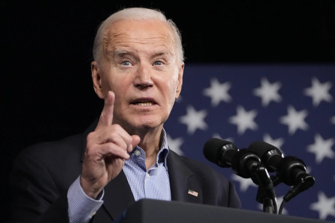 President Joe Biden speaks at a campaign rally on March 9, 2024, at Pullman Yards in Atlanta. (AP Photo)