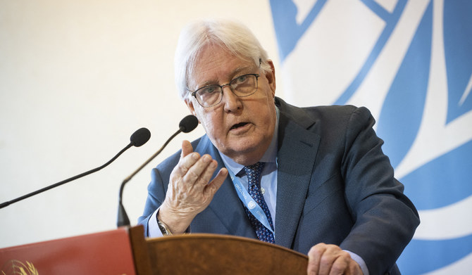 United Nations Under-Secretary-General for Humanitarian Affairs and Emergency Relief Coordinator Martin Griffiths speaks during a press conference on the situation in Gaza, at UN Building in Geneva, on November 15, 2023. (AFP file photo)