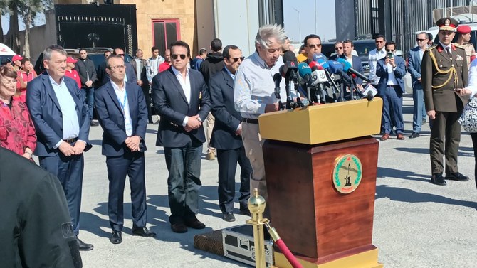 United Nations Secretary-General Antonio Guterres in Rafah, amid the ongoing conflict between Israel and Hamas, in Egypt March 23, 2024. (AN Photo/Nadia Al Faour)