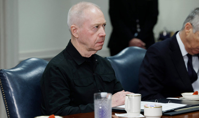 Israeli Minister of Defense Yoav Gallant speaks during a meeting with US Secretary of Defense Lloyd Austin at the Pentagon on March 26, 2024 in Arlington, Virginia. (AFP)