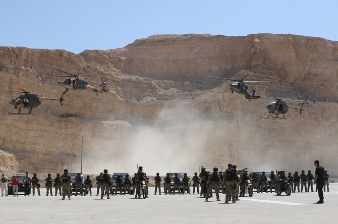 Jordanian Special forces take part in a drill during the opening ceremony of the eighth Annual Warrior Competition held at the King Abdullah II Special Operations Training Center (KASOTC) in Amman. (AFP/File)