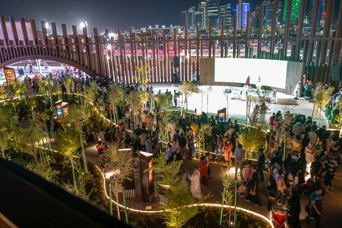 The pavilion’s lush green design drew inspiration from Mount Tuwaiq, the Saudi Press Agency reported on Saturday. (SPA)