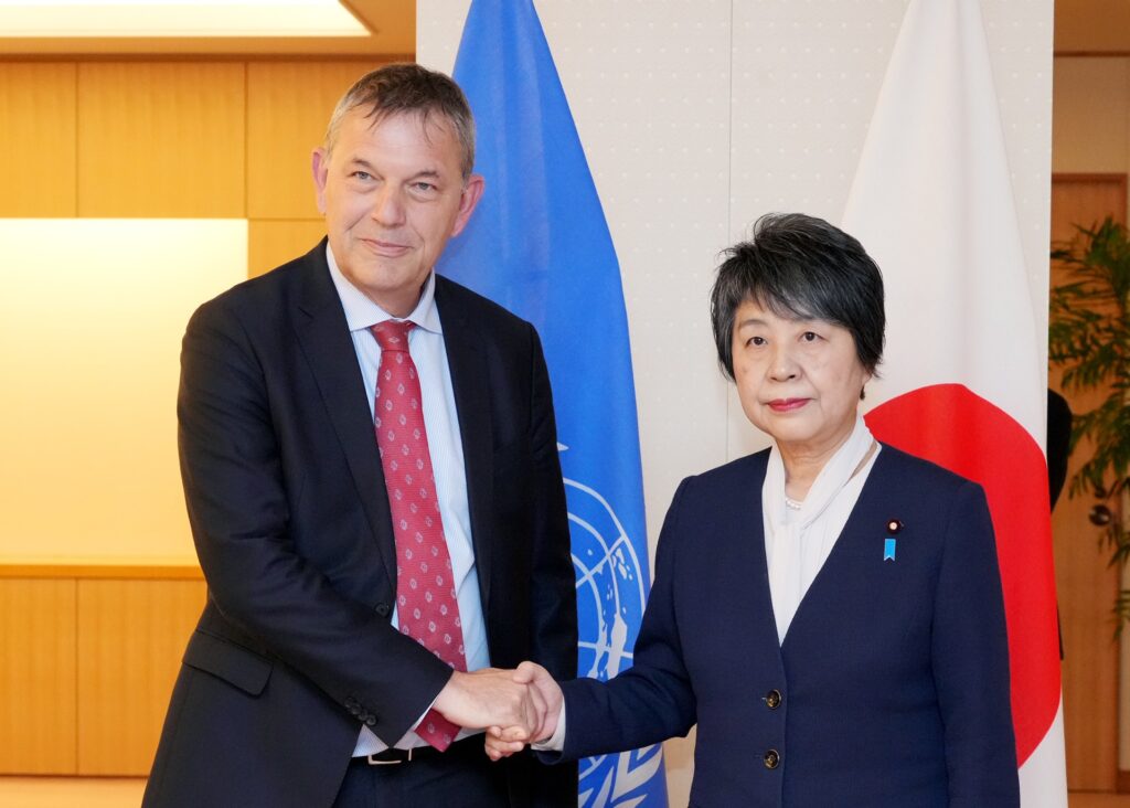 Kamikawa praised UNRWA's action plan and additional efforts, which, she said, are in line with Japan's priorities. (MOFA)