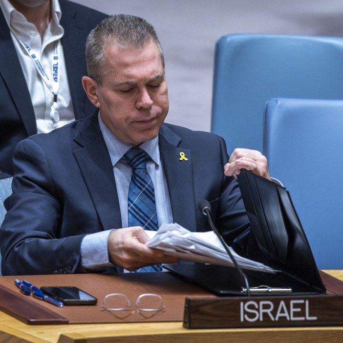 Permanent Representative of Israel to the United Nations Gilad Erdan. (File/AFP)