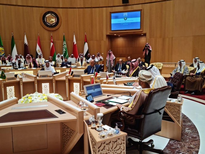 Egypt’s Minister of Foreign Affairs Sameh Shoukry takes part in a joint consultative meeting of Egypt and GCC foreign ministers in Riyadh. (@MfaEgypt)